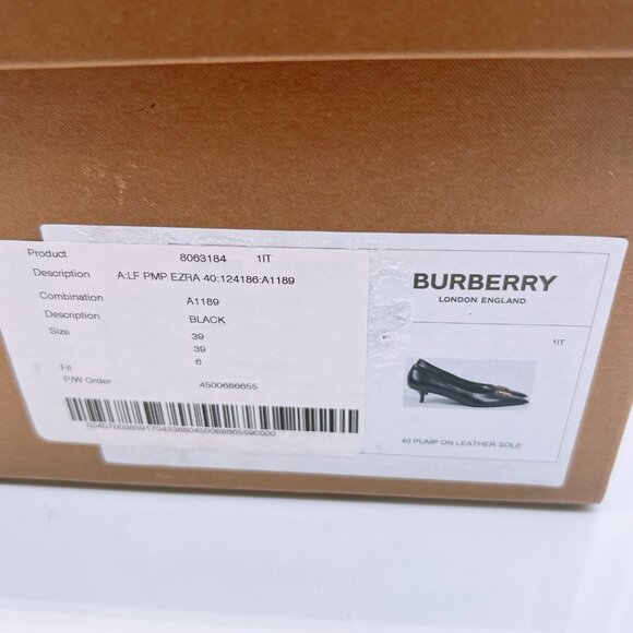 BURBERRY Women's EZRA 40 TB Pumps Low Heel Black Leather EU 39 US 9 - Picture 16 of 16